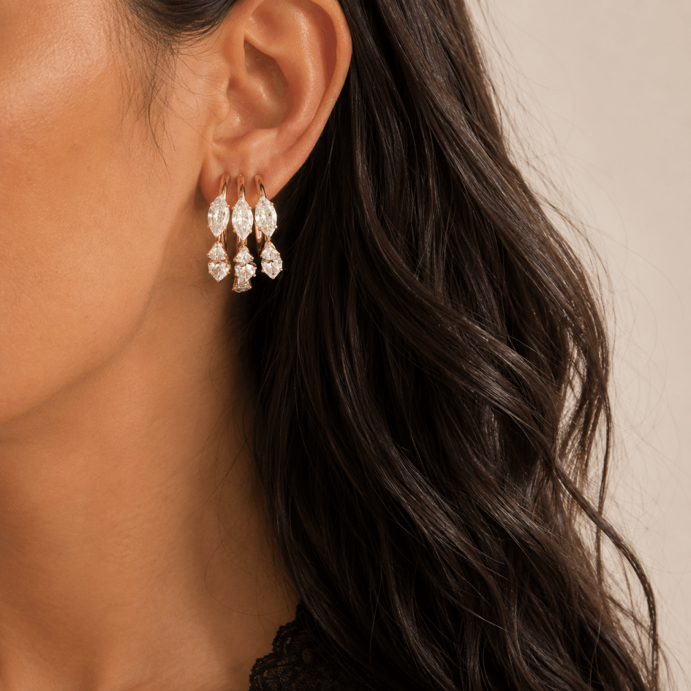 Boucles d’oreilles créoles cristaux acier inoxydable doré