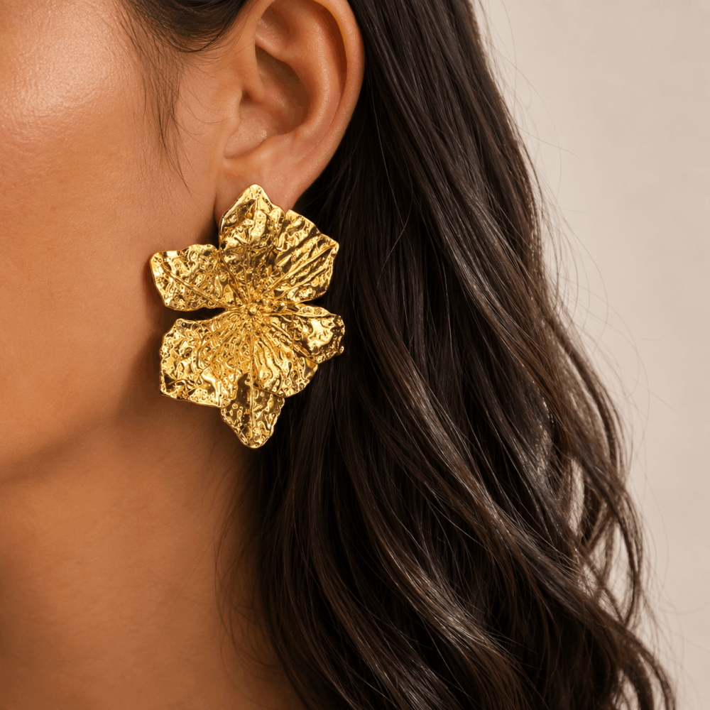 Boucles d’oreilles fleur dorée acier inoxydable femme Gaou Bijoux