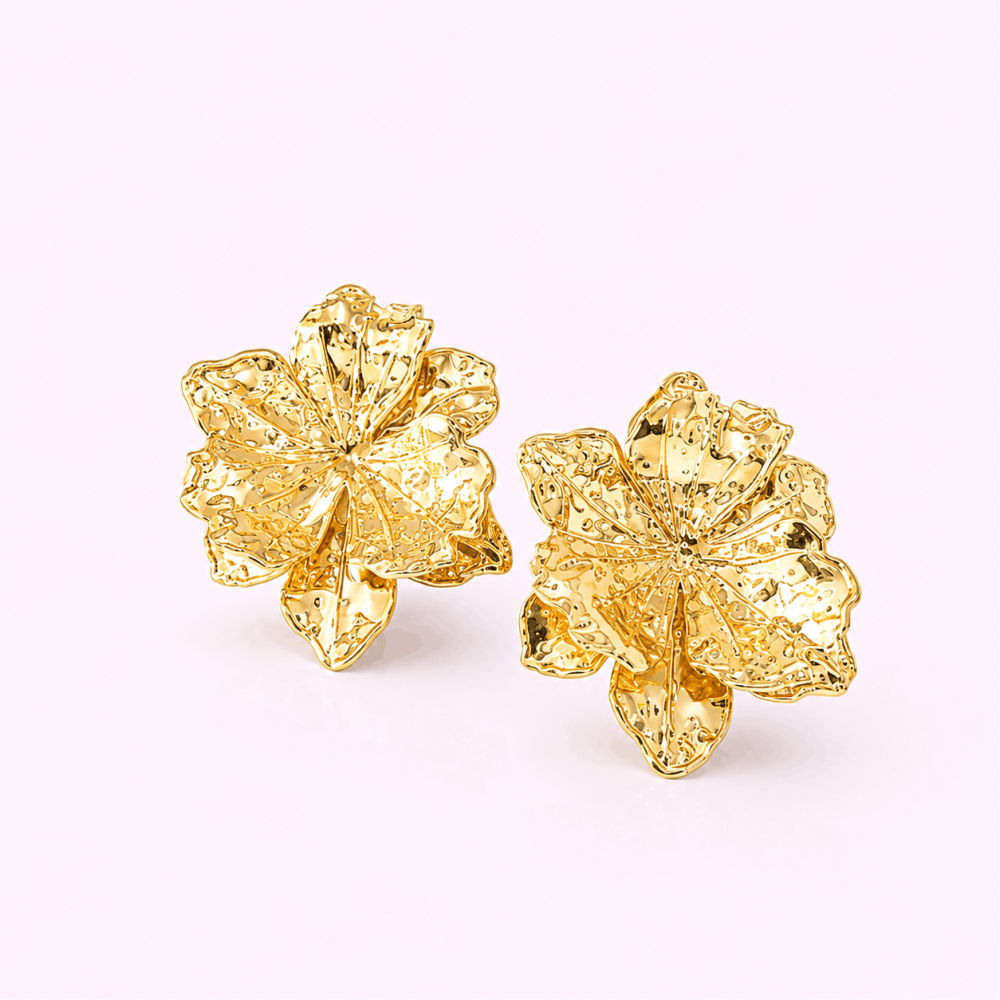 Boucles d’oreilles fleur dorée acier inoxydable femme Gaou Bijoux