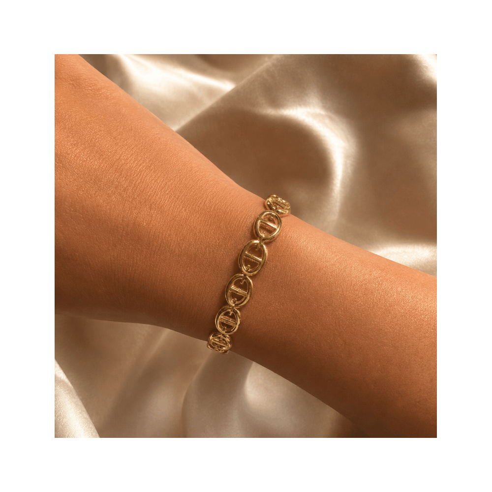 Jonc maille marine acier inoxydable doré femme