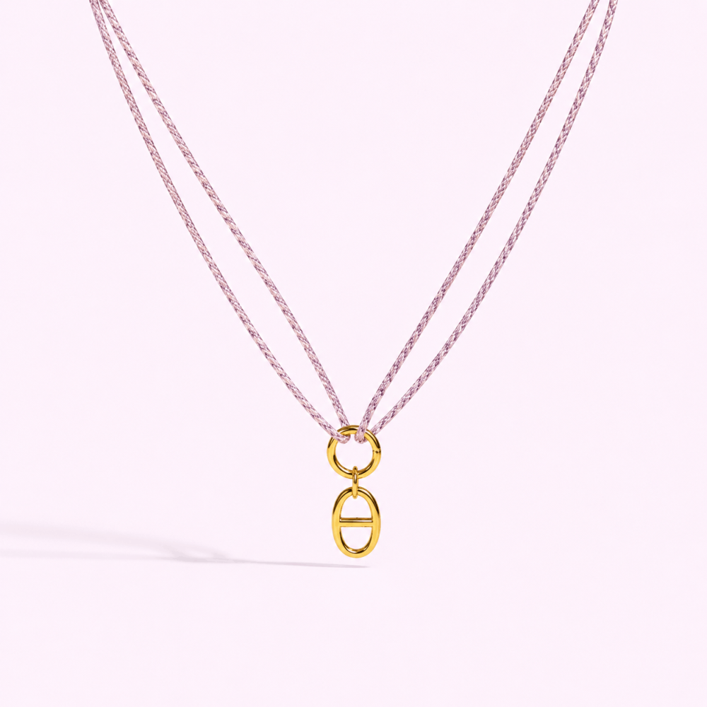 Collier Cordon Double & Pendentif Ovale – Maille Marine | Gaou Bijoux