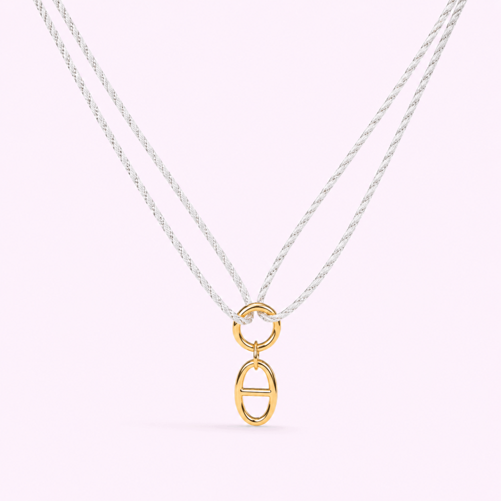 Collier Cordon Double & Pendentif Ovale – Maille Marine | Gaou Bijoux