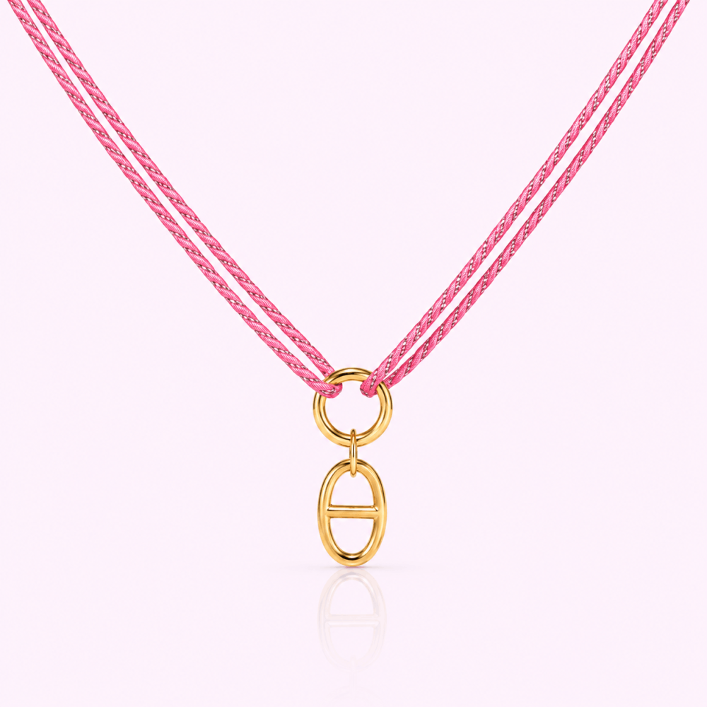 Collier Cordon Double & Pendentif Ovale – Maille Marine | Gaou Bijoux