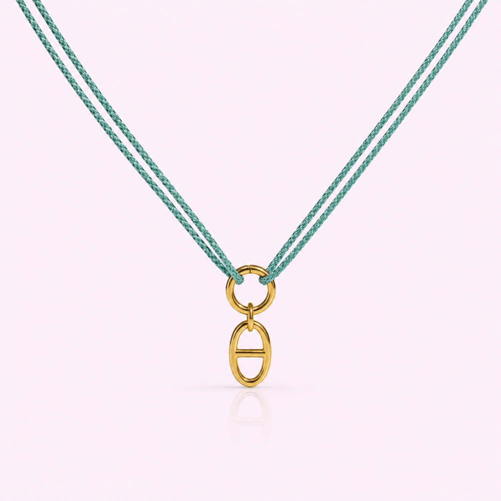 Collier Cordon Double & Pendentif Ovale – Maille Marine | Gaou Bijoux