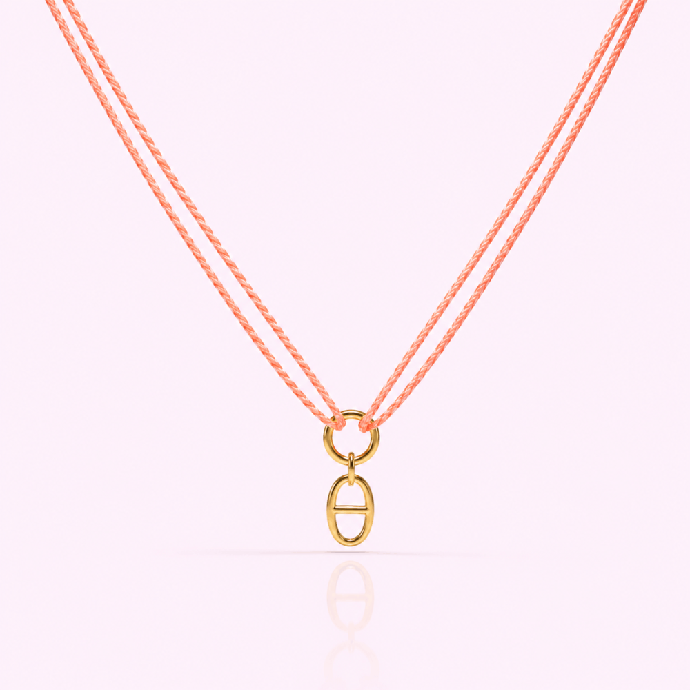 Collier Cordon Double & Pendentif Ovale – Maille Marine | Gaou Bijoux