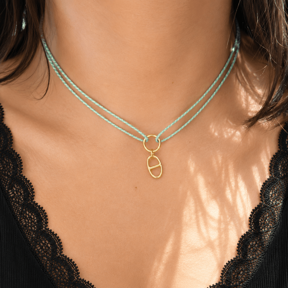 Collier Cordon Double & Pendentif Ovale – Maille Marine | Gaou Bijoux