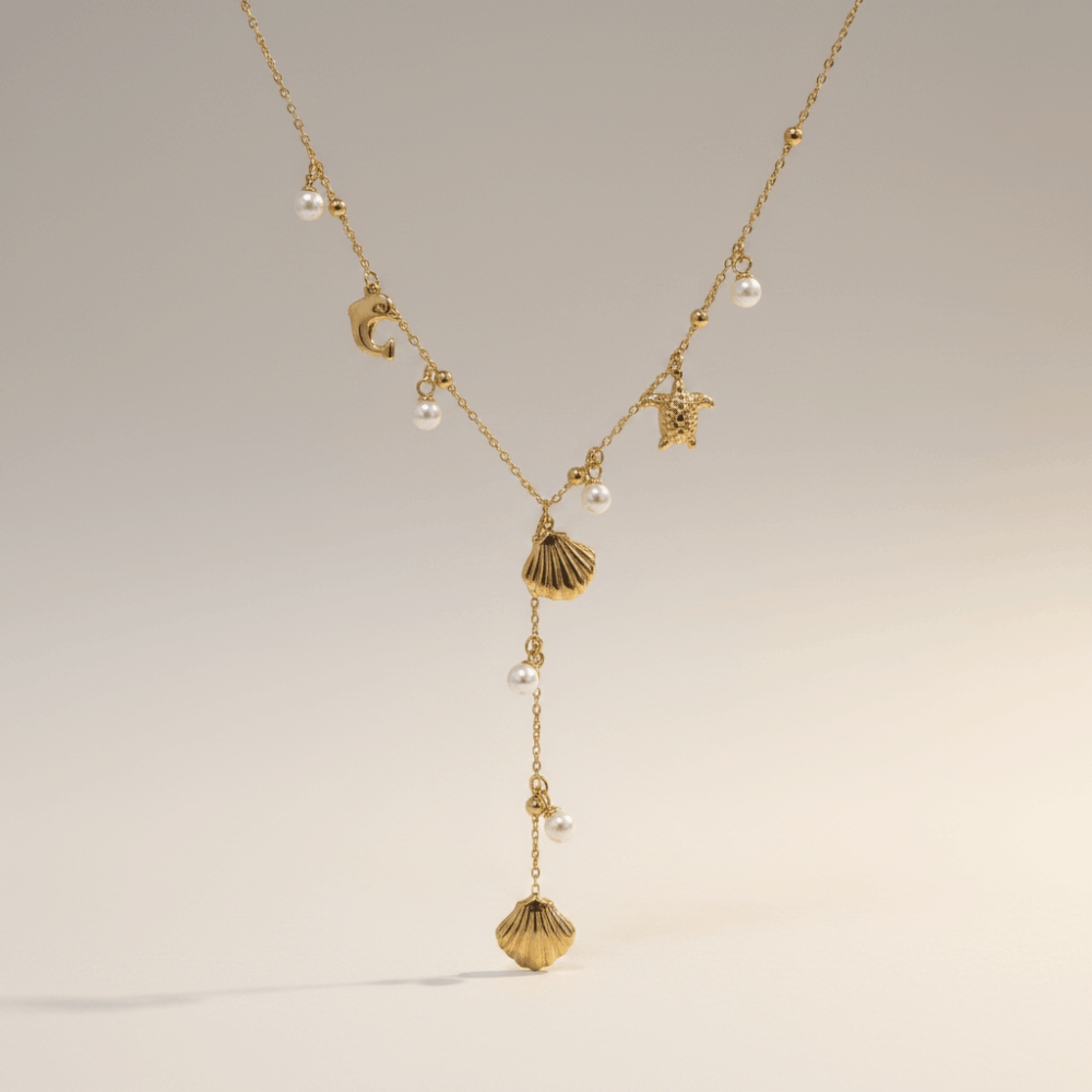 Collier Y coquillage étoile de mer acier inoxydable | Gaou Bijoux