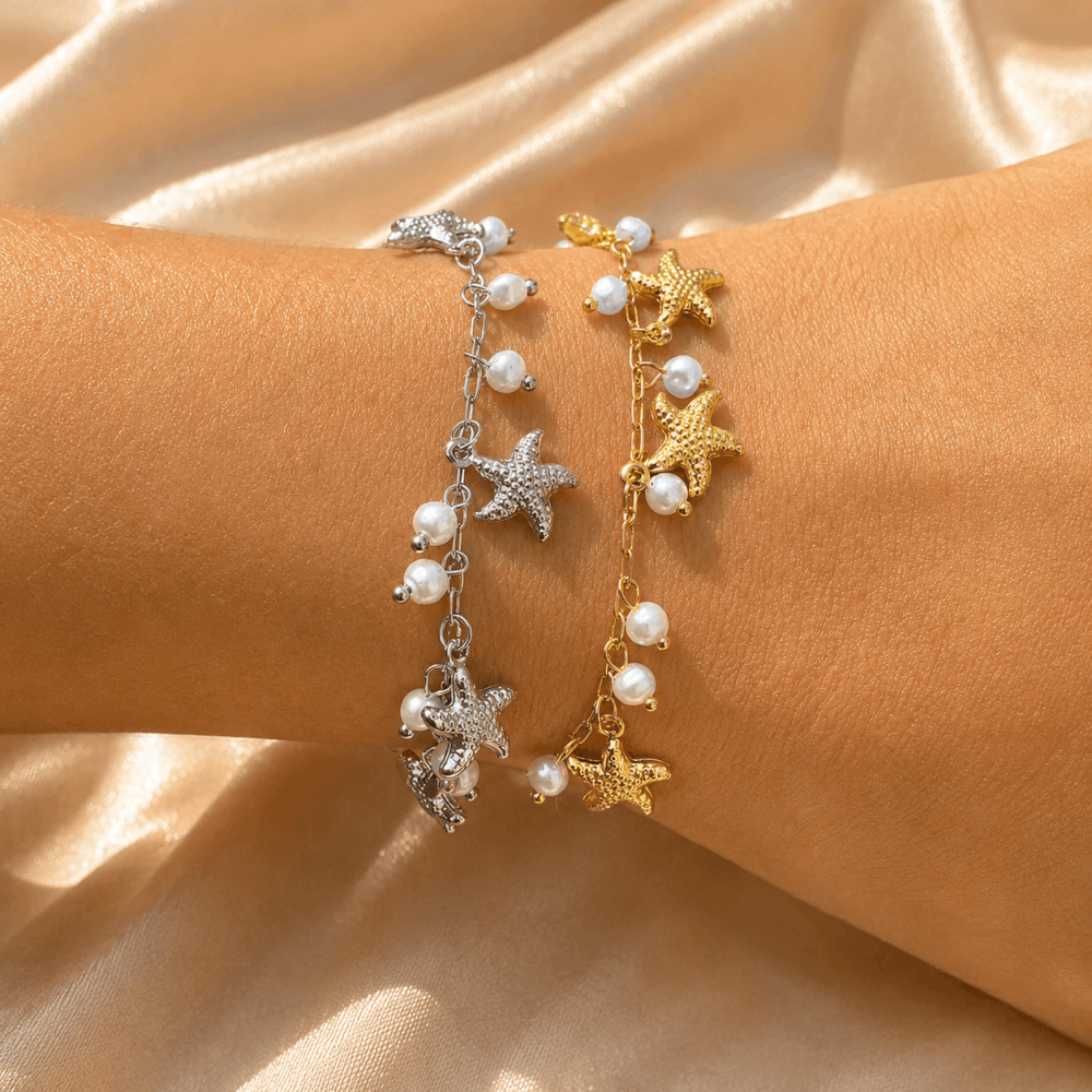 Bracelet étoile de mer perles acier inoxydable | Gaou Bijoux