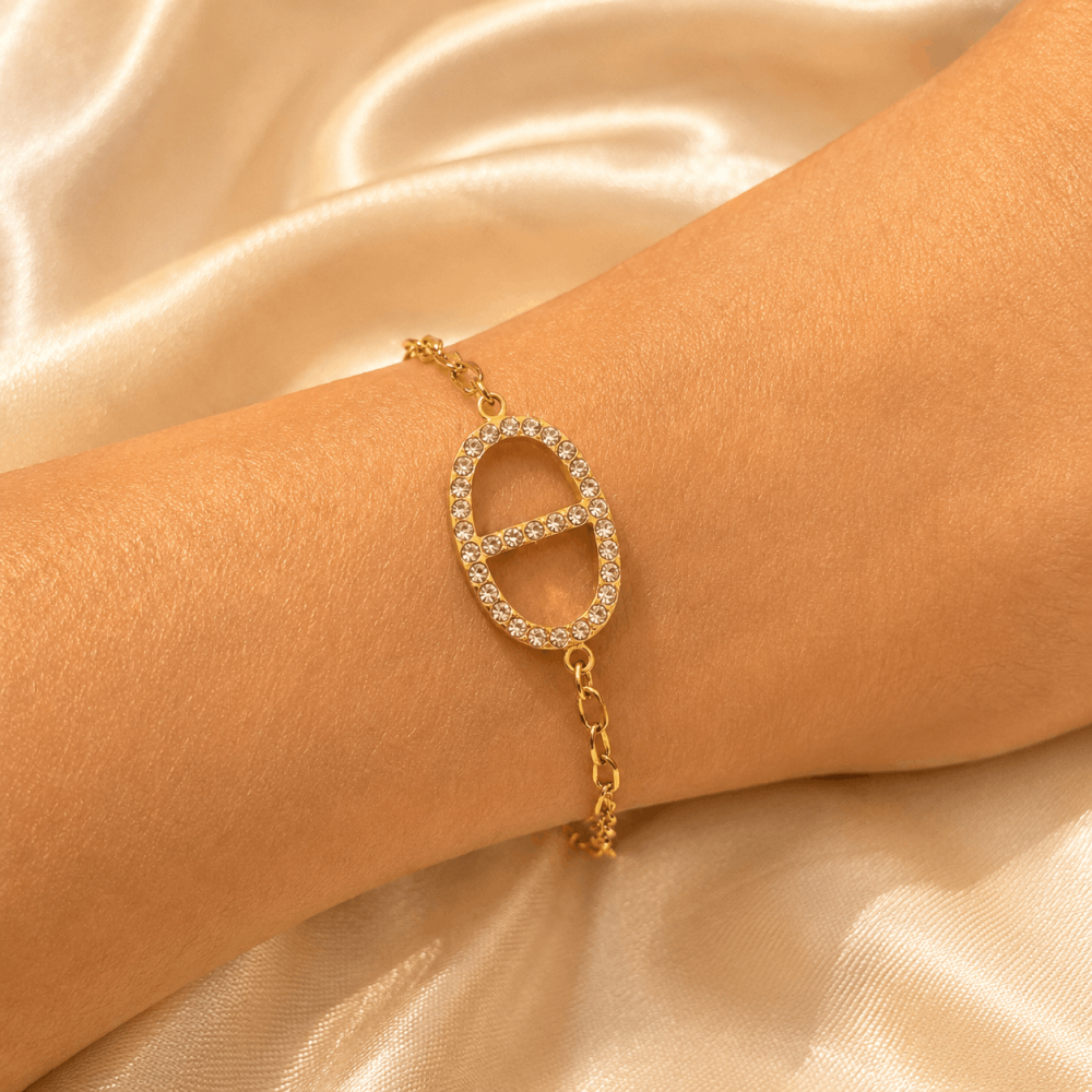 Bracelet maillons ovale strass acier inoxydable Maille Marine | Gaou Bijoux