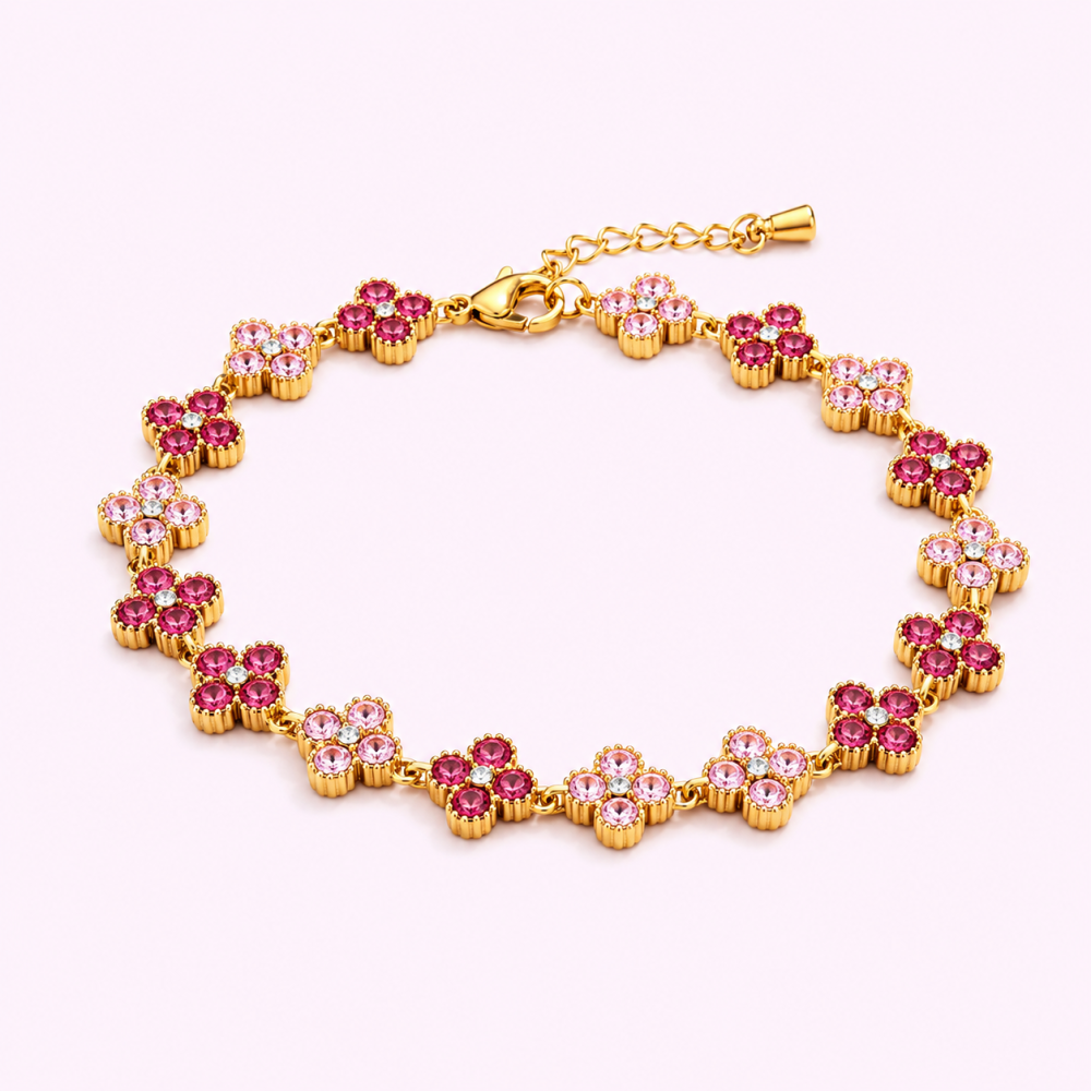 Bracelet princesse fleurs colorées doré acier inoxydable bijou femme tendance élégant | Gaou Bijoux