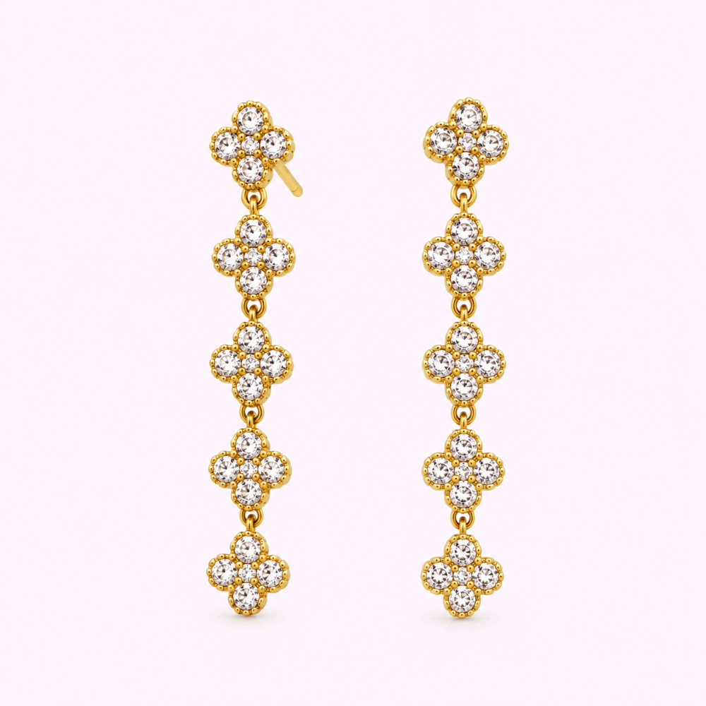 Parure fleurie strass acier inoxydable doré | Gaou Bijoux