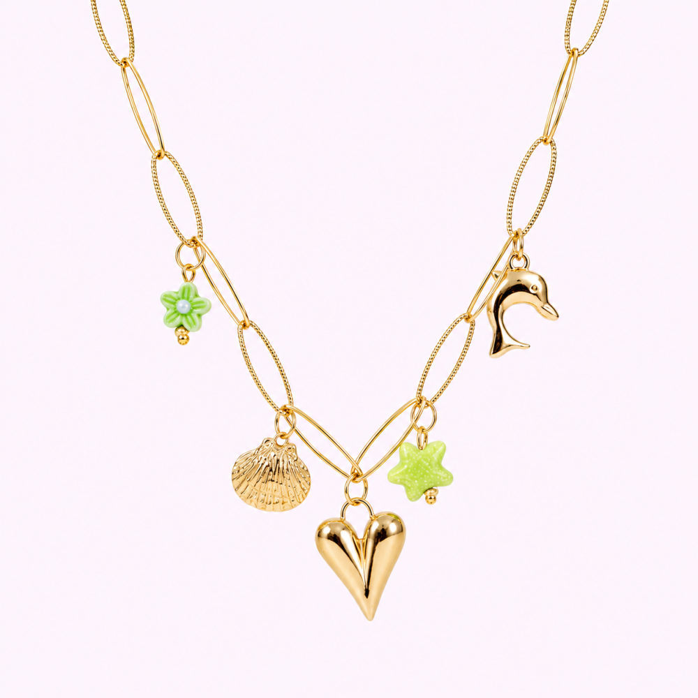 Collier charms marin pastel acier inoxydable doré | Gaou Bijoux
