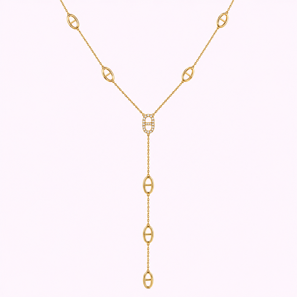 Collier Y maille marine acier inoxydable | Gaou Bijoux