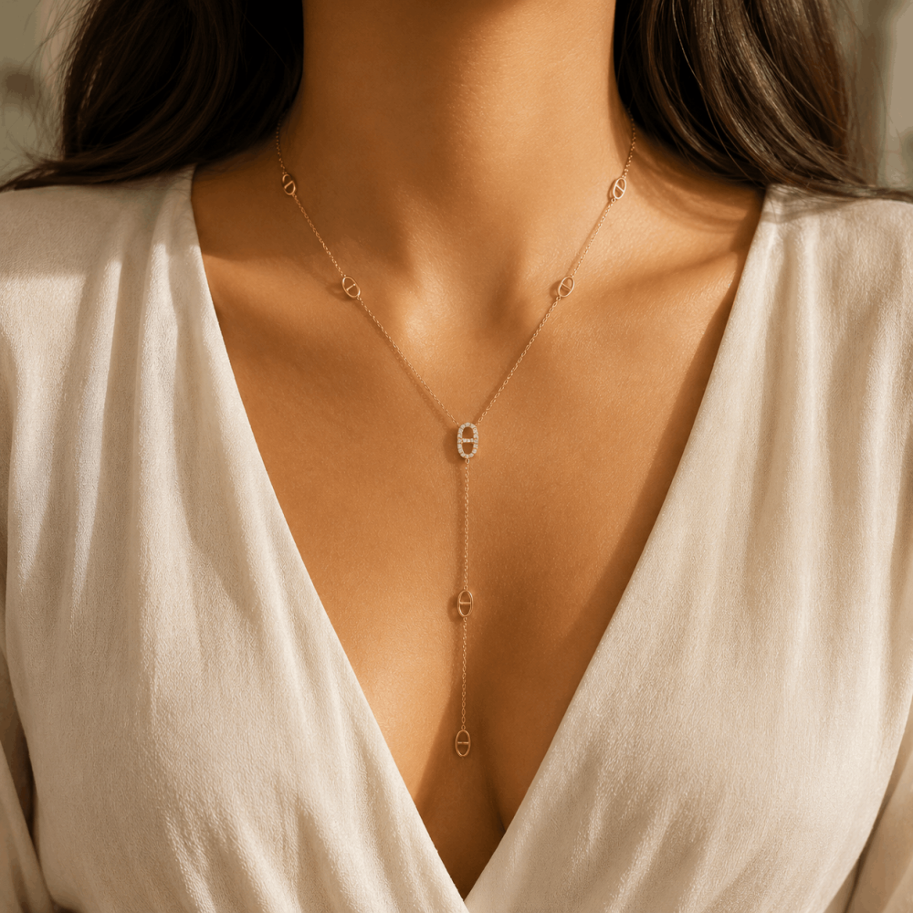 Collier Y maille marine acier inoxydable | Gaou Bijoux