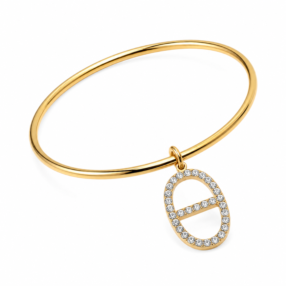 Jonc Maille Marine Strass Élégance | Gaou Bijoux