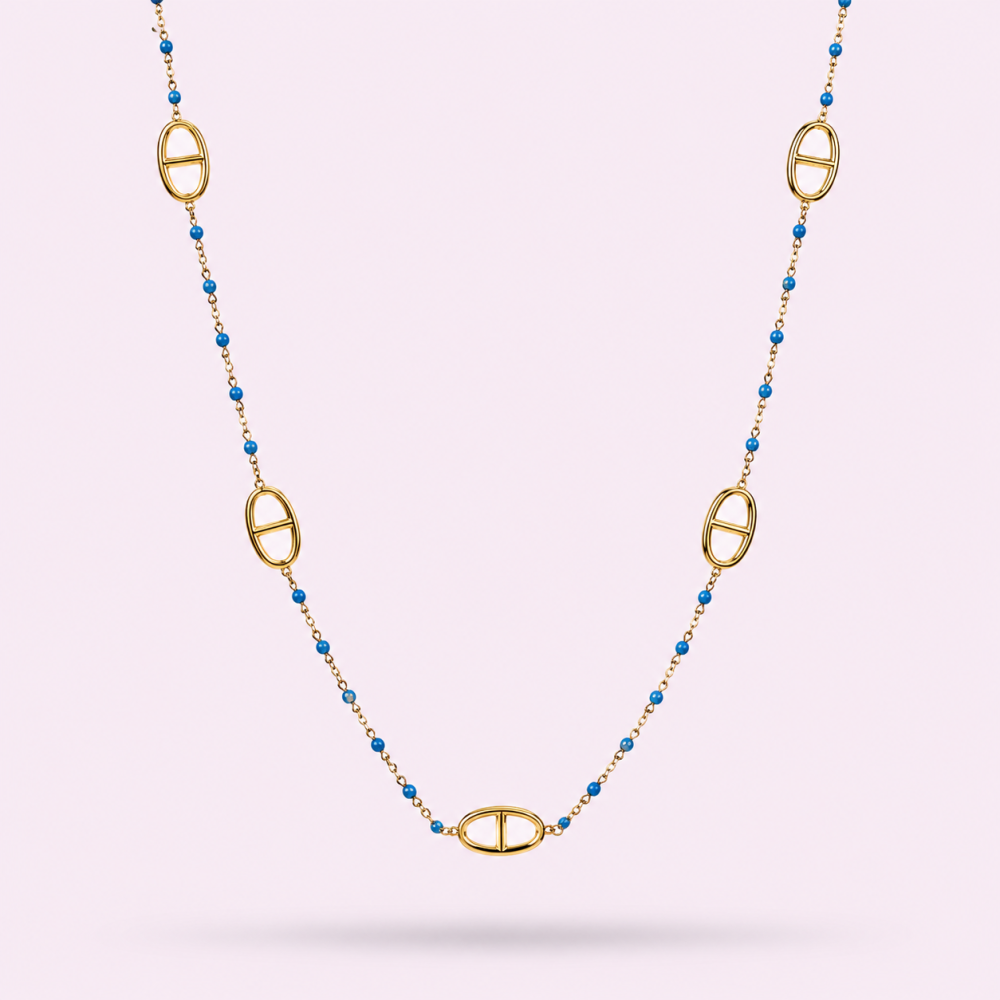 Collier Long Maille Marine & Perles – collier chic et raffiné | Gaou Bijoux