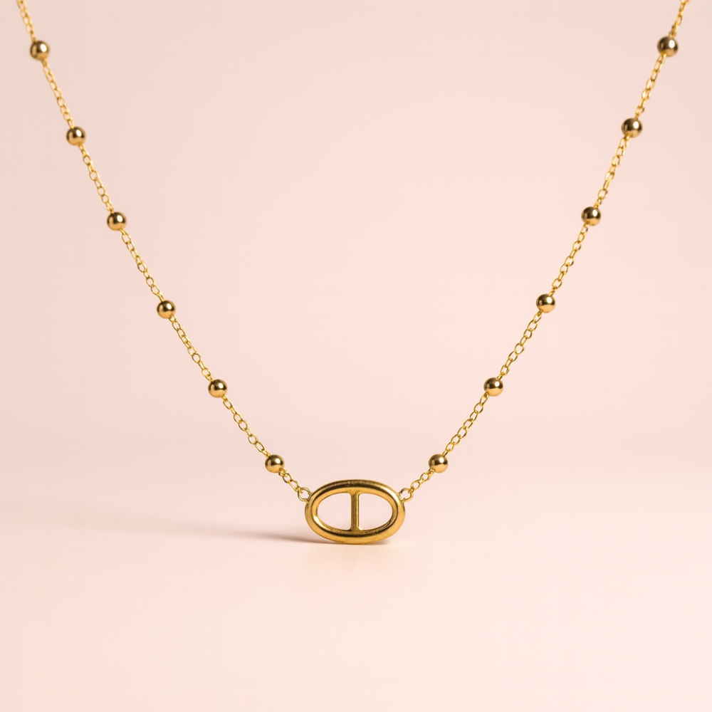 Parure maille marine et perles dorées acier inoxydable | Gaou Bijoux