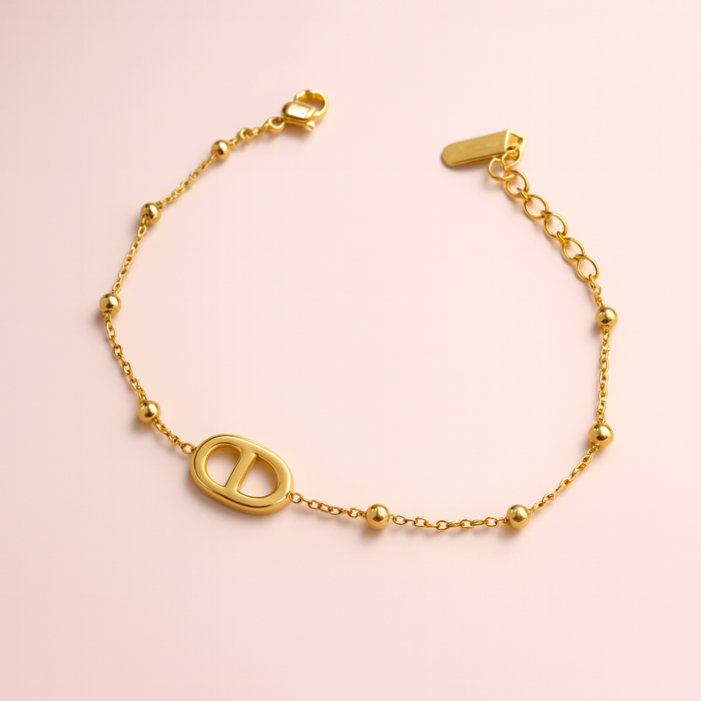 Parure maille marine et perles dorées acier inoxydable | Gaou Bijoux