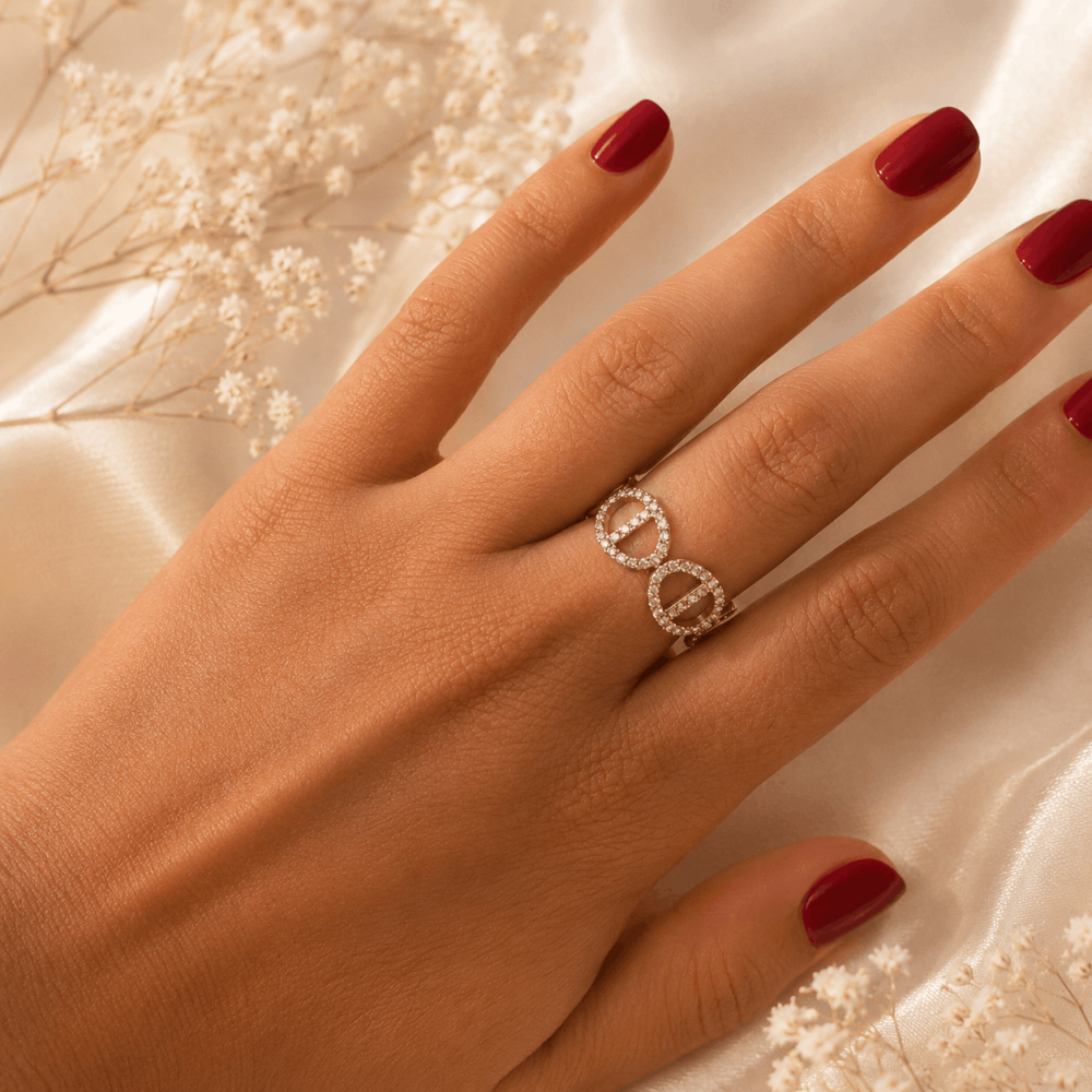 Bague maille marine strass acier inoxydable doré | Gaou Bijoux