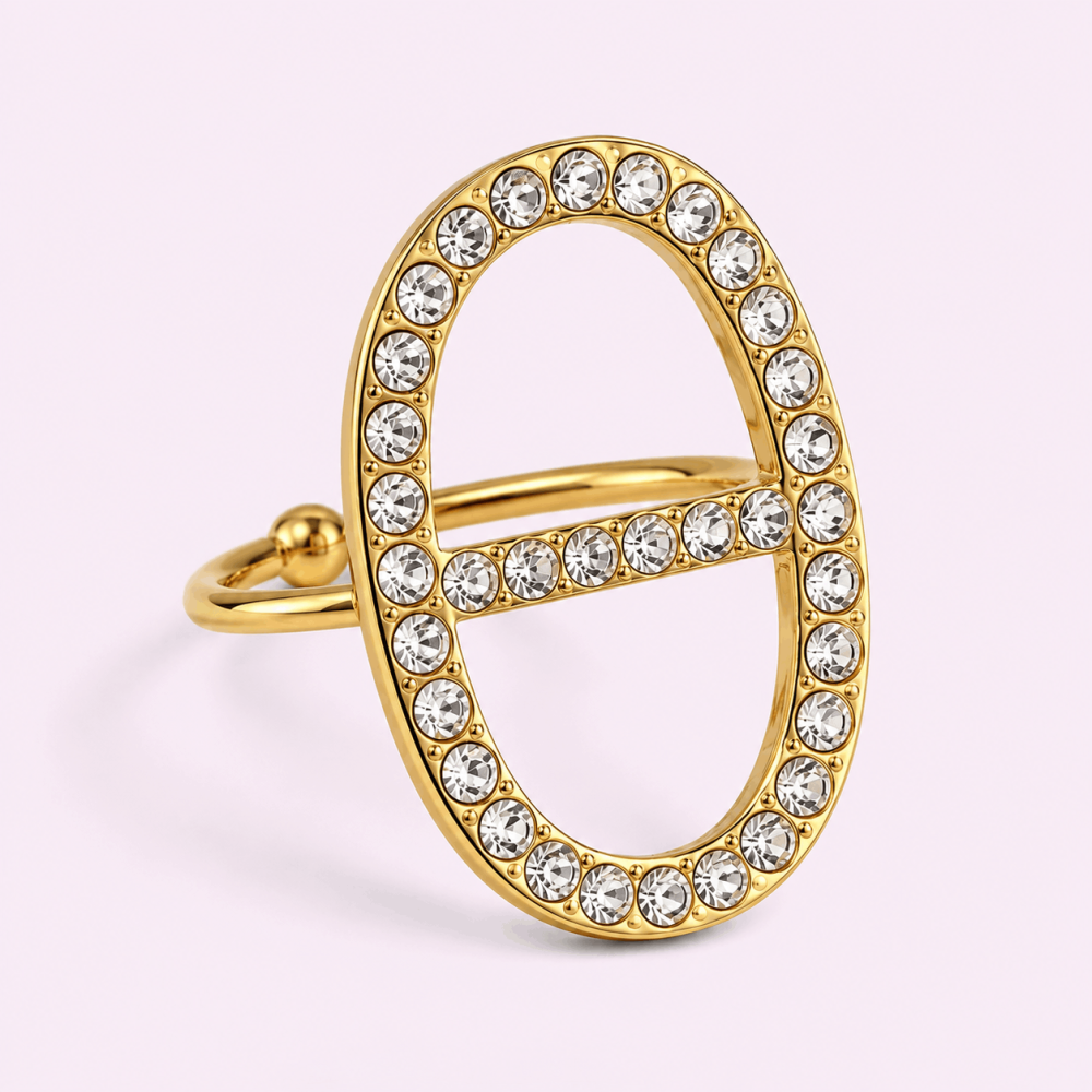 Bague maille marine ovale strass acier inoxydable | Gaou Bijoux