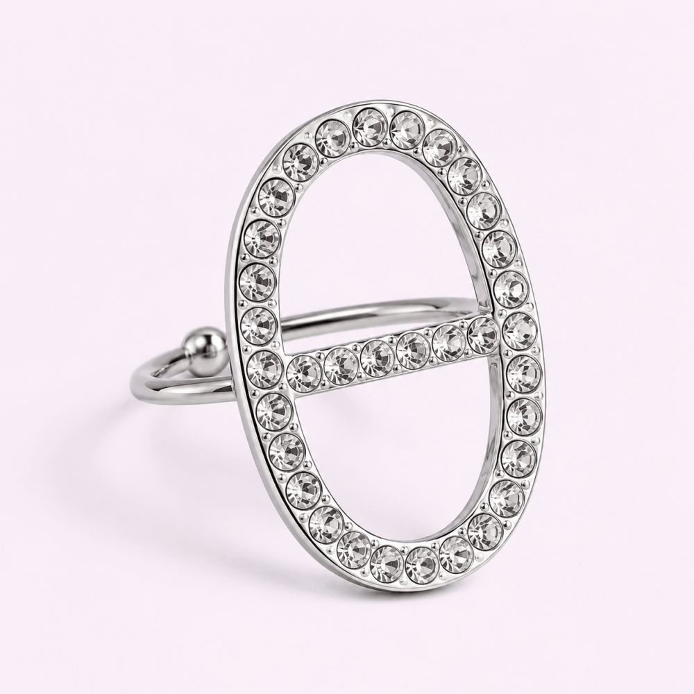 Bague maille marine ovale strass acier inoxydable | Gaou Bijoux
