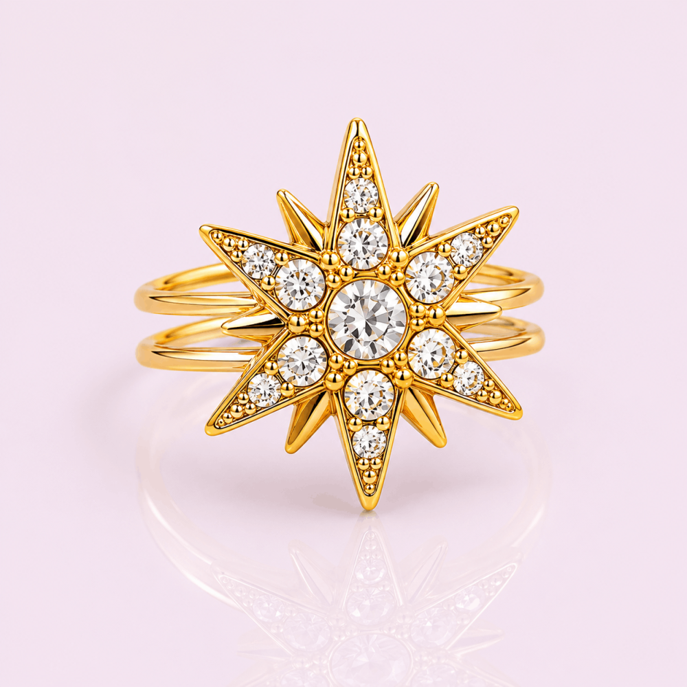 Bague anti-stress étoile strass acier inoxydable | Gaou Bijoux
