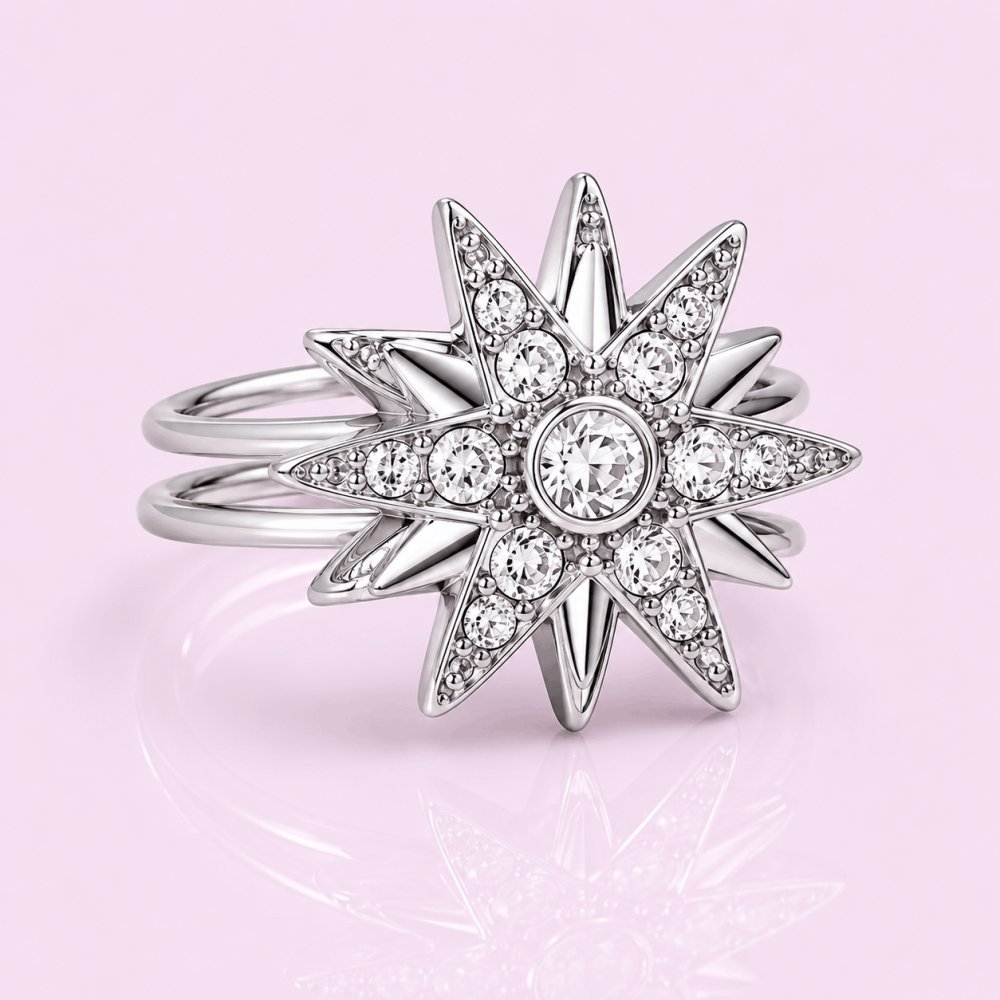 Bague anti-stress étoile strass acier inoxydable | Gaou Bijoux