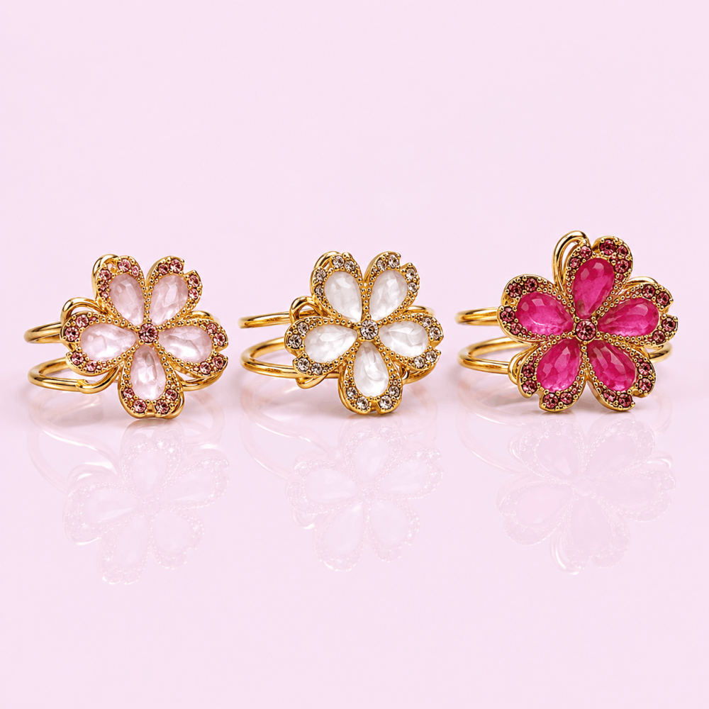 Bague anti-stress fleur émaillée acier inoxydable | Gaou Bijoux