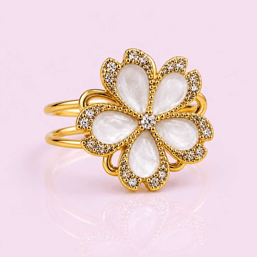 Bague anti-stress fleur émaillée acier inoxydable | Gaou Bijoux
