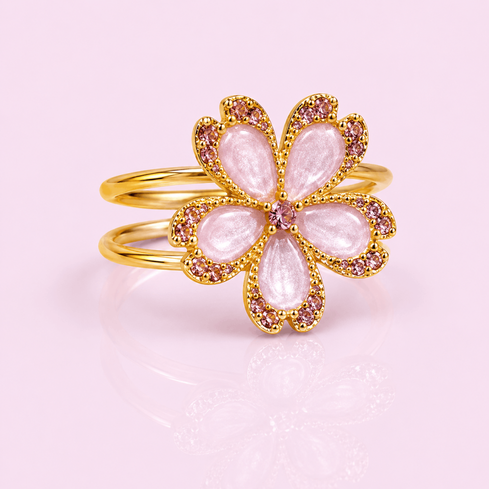 Bague anti-stress fleur émaillée acier inoxydable | Gaou Bijoux