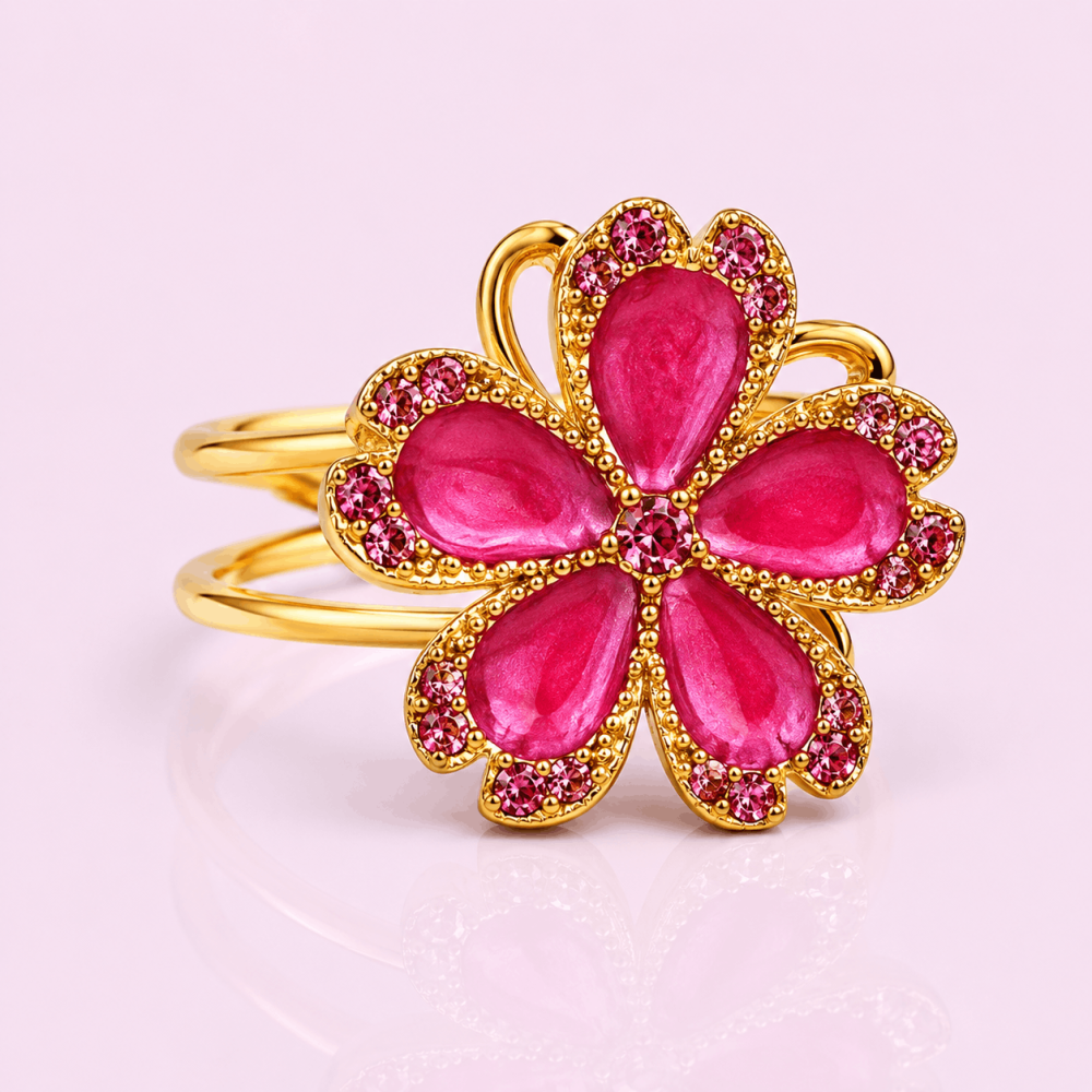 Bague anti-stress fleur émaillée acier inoxydable | Gaou Bijoux