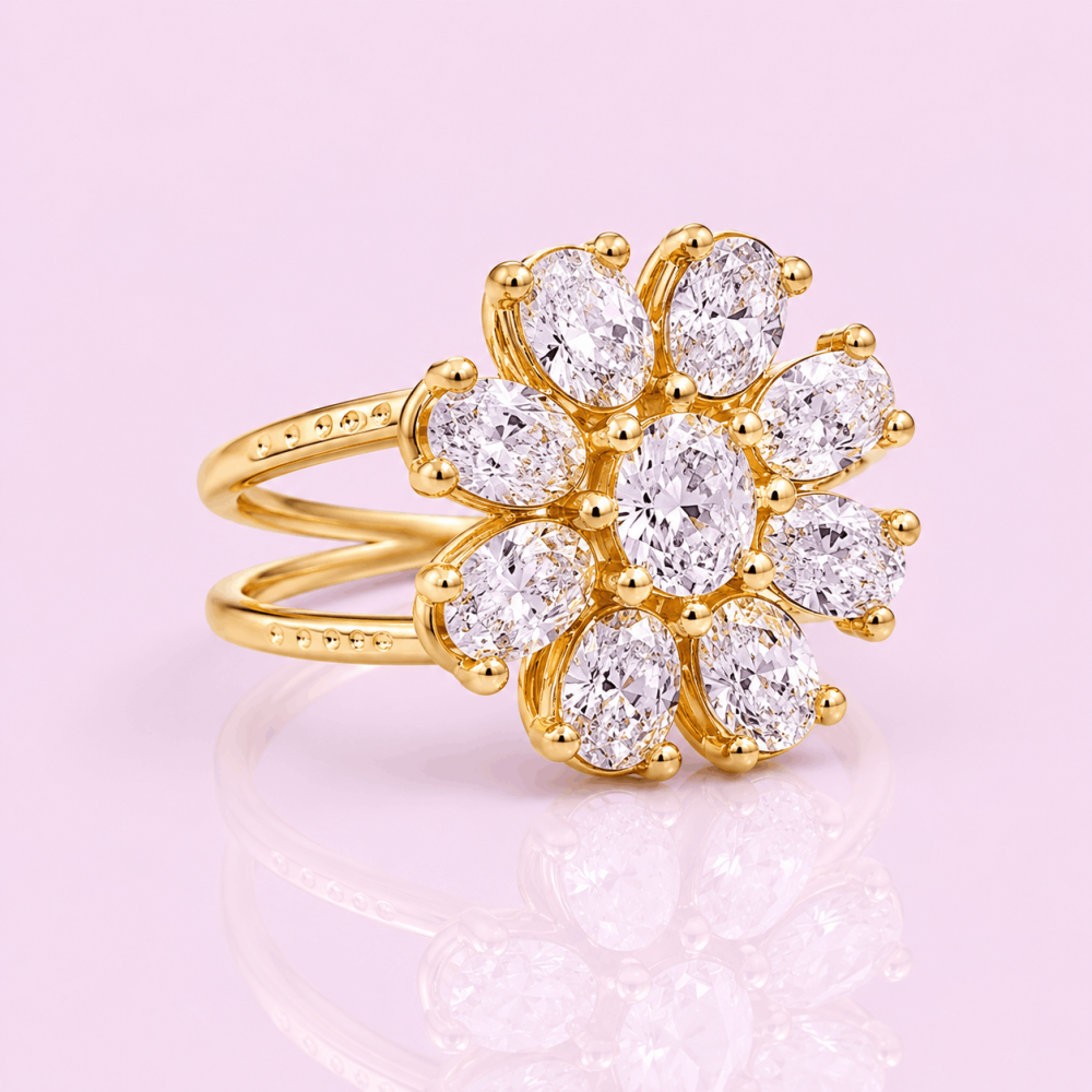 Bague anti-stress fleur cristal acier inoxydable | Gaou Bijoux