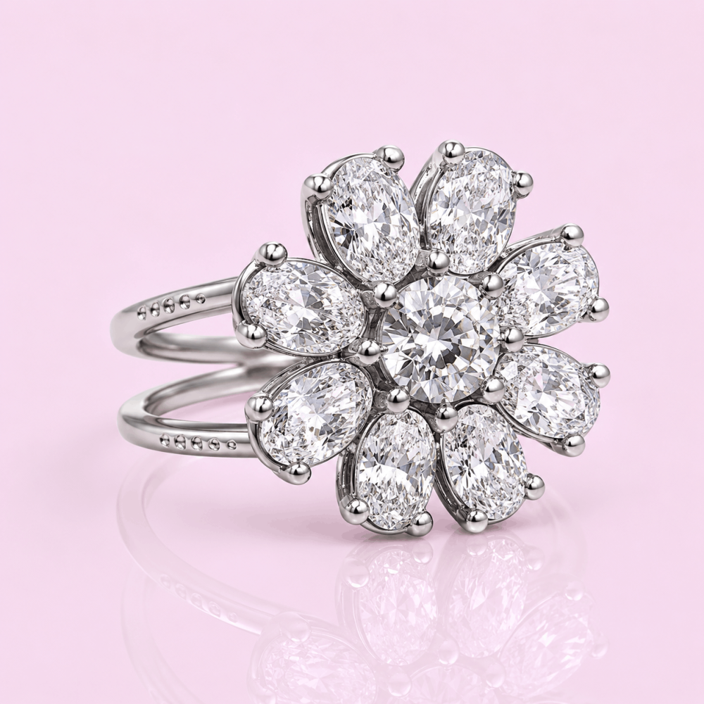 Bague anti-stress fleur cristal acier inoxydable | Gaou Bijoux