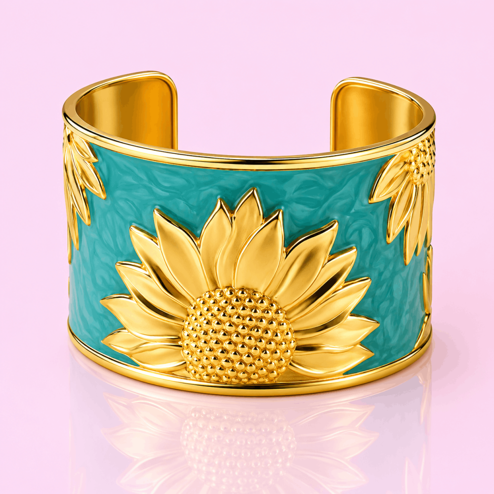 Manchette réglable été motif tournesol