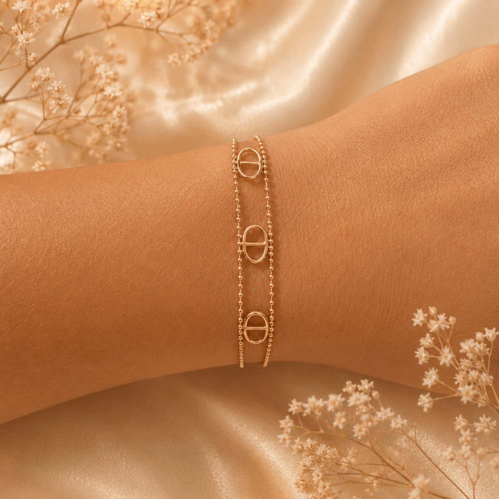 Bracelet double rang maille marine acier inoxydable | Gaou Bijoux