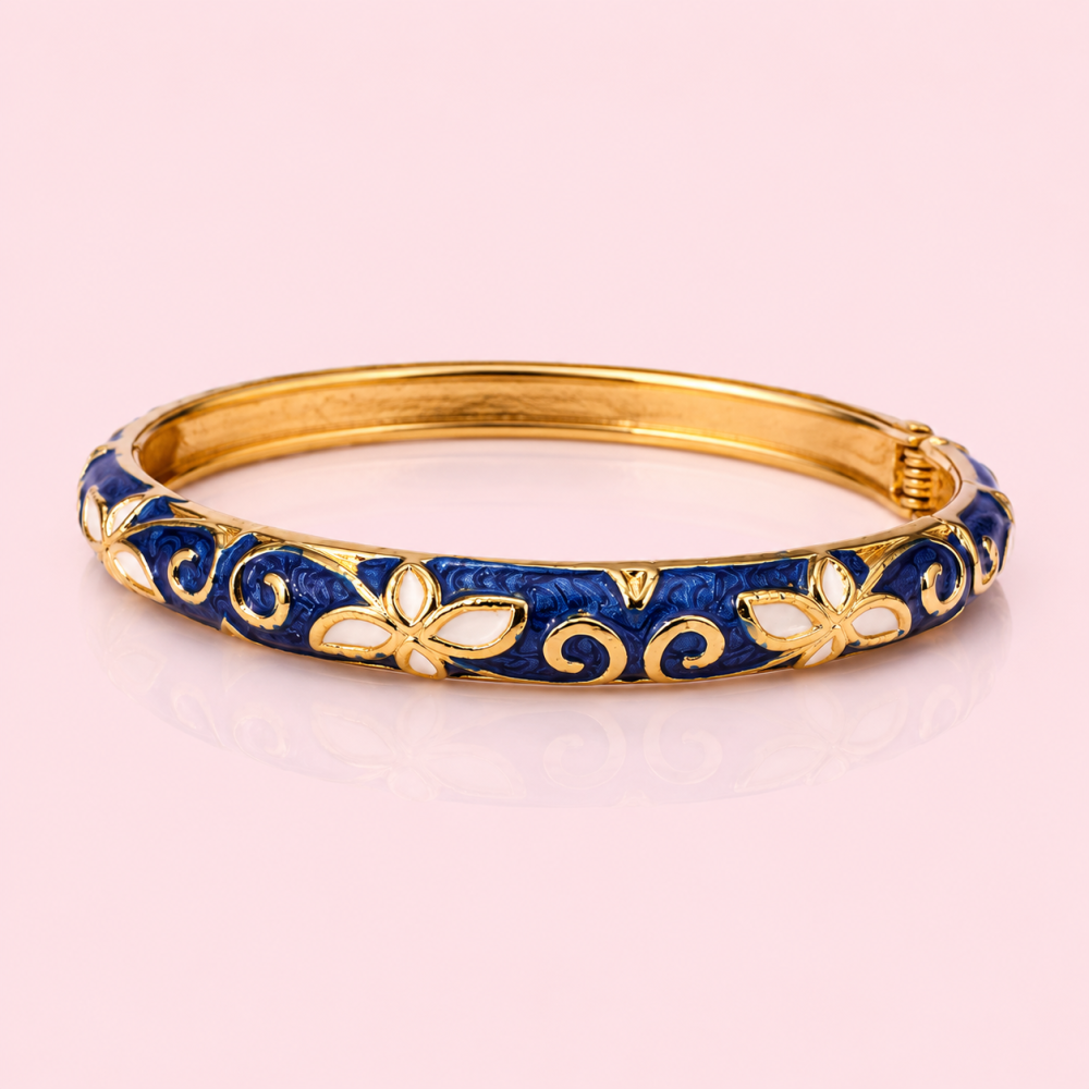 Bracelet jonc thaïlandais émaillé fleur colorée acier inoxydable tendance femme | Gaou Bijoux