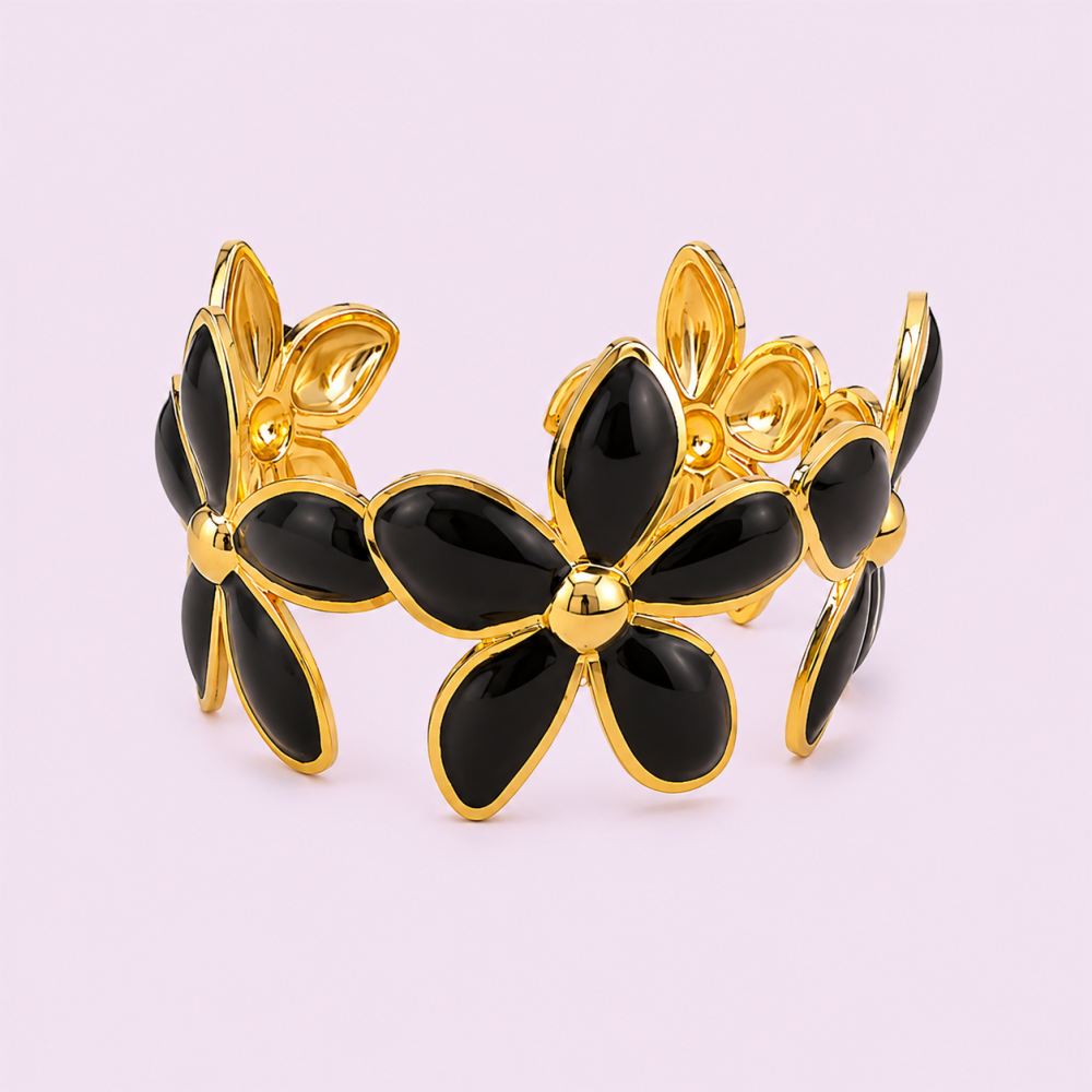 Jonc réglable motif fleurs - Élégance florale