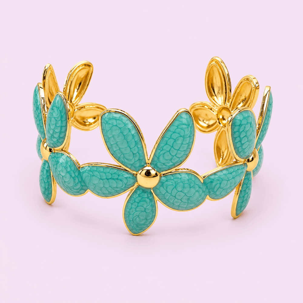 Jonc réglable motif fleurs - Élégance florale