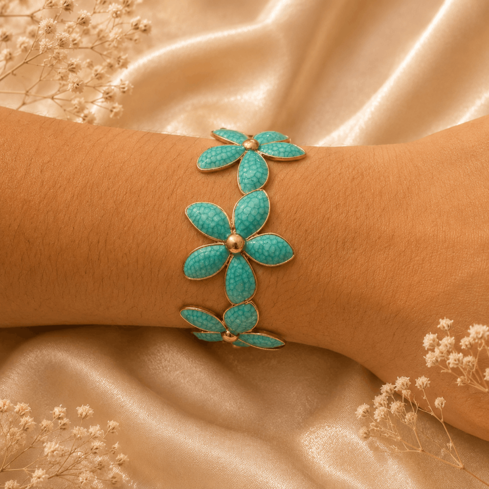 Jonc réglable motif fleurs - Élégance florale