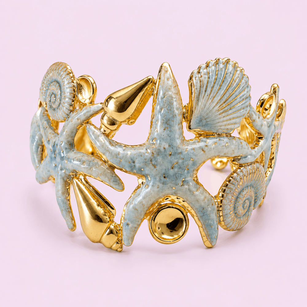 Jonc marin étoiles de mer coquillages réglable | Gaou Bijoux
