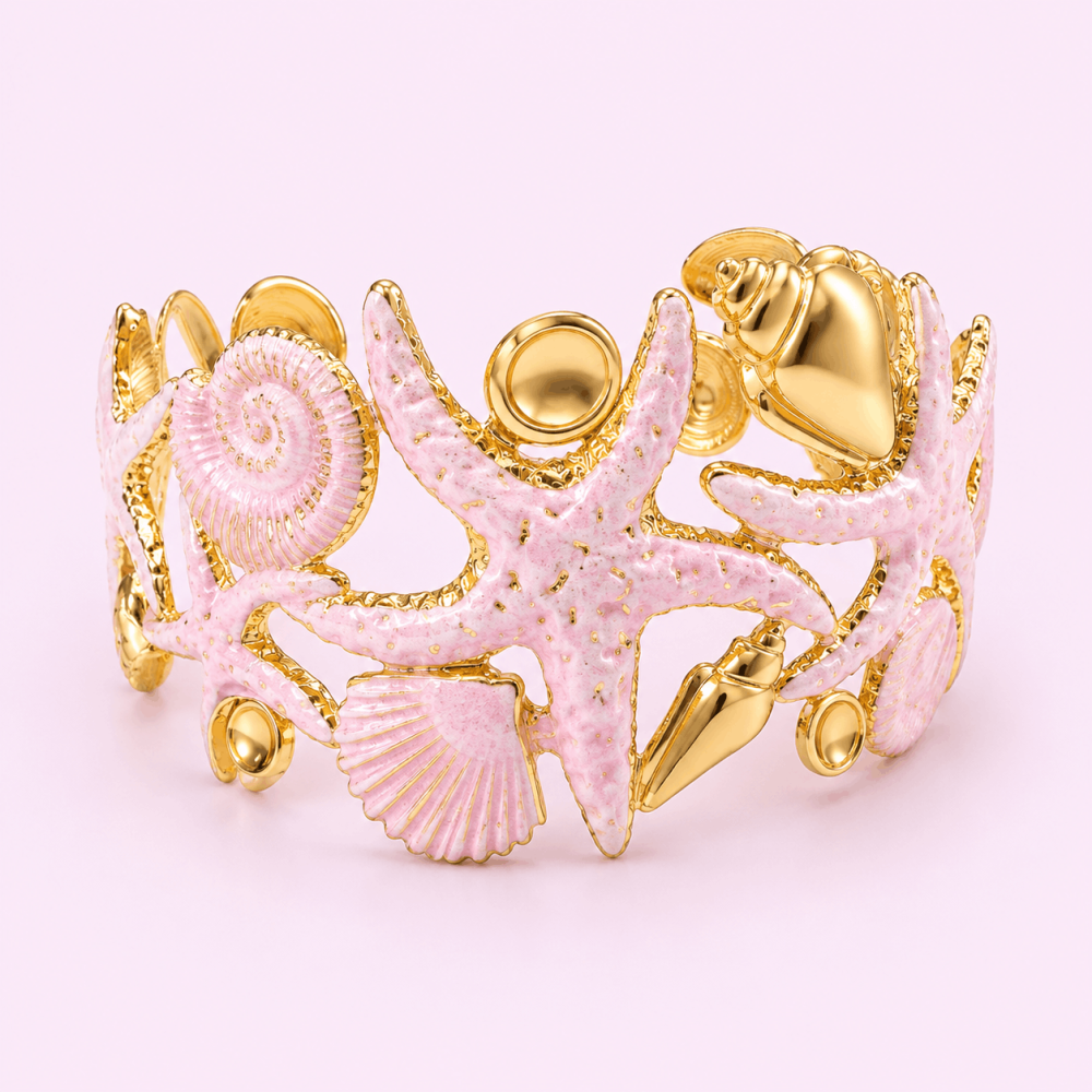 Jonc marin étoiles de mer coquillages réglable | Gaou Bijoux