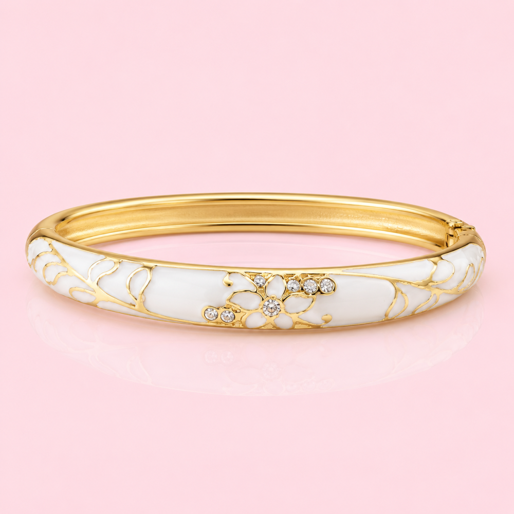 Bracelet jonc thaïlandais émaillé floral multicolore  tendance bohème chic  | Gaou Bijoux
