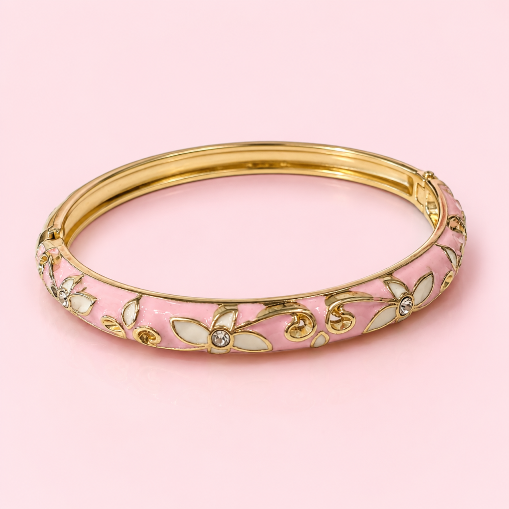 Bracelet jonc thaïlandais émaillé fleur colorée acier inoxydable tendance femme | Gaou Bijoux