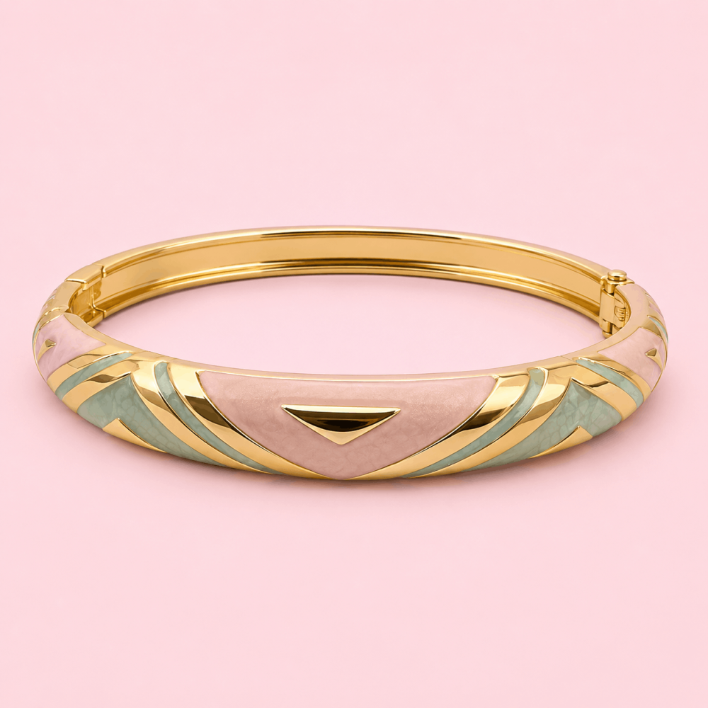 Jonc géométrique émaillé en laiton doré | Gaou Bijoux