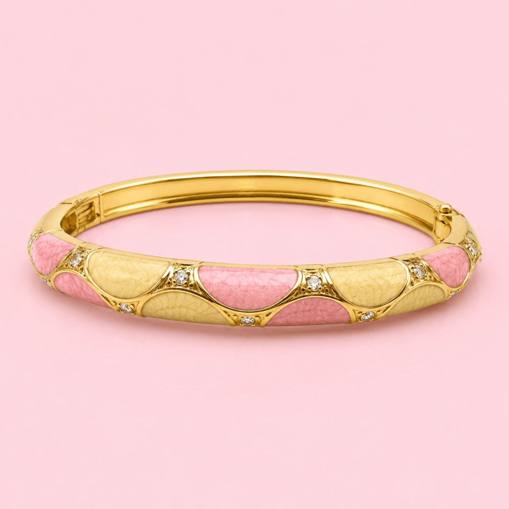 Bracelet jonc thaïlandais émaillé pastel acier inoxydable | Gaou Bijoux