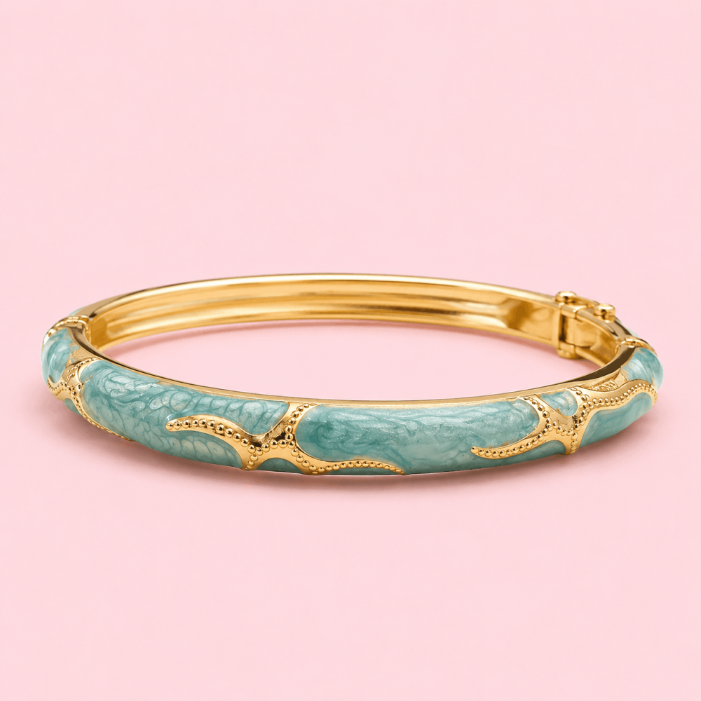 Jonc étoile de mer émaillé en laiton doré | Gaou Bijoux