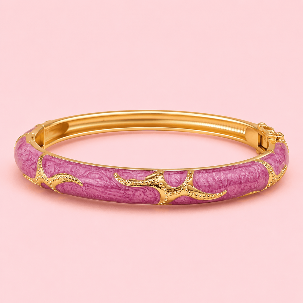 Jonc étoile de mer émaillé en laiton doré | Gaou Bijoux