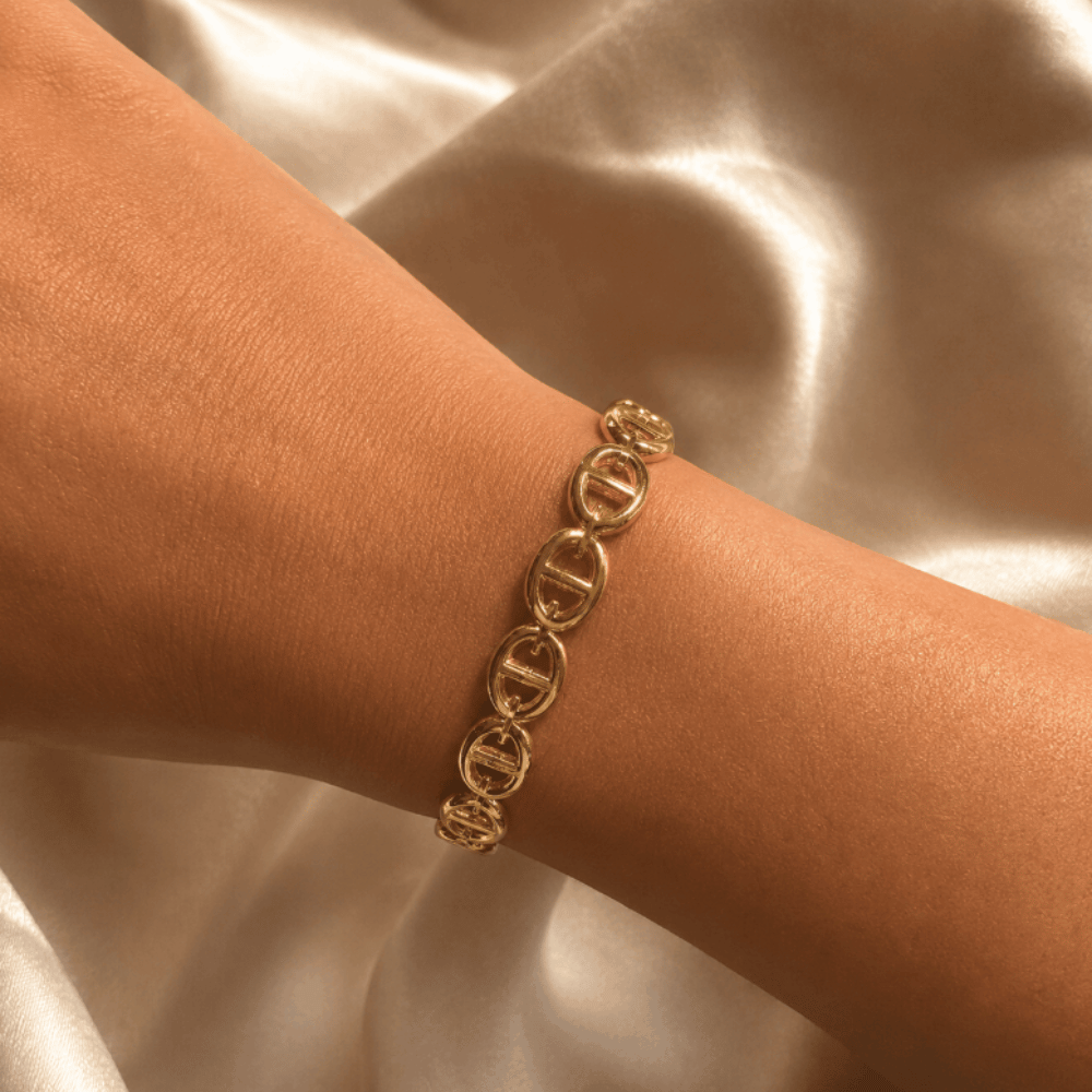 Jonc maille marine acier inoxydable doré femme