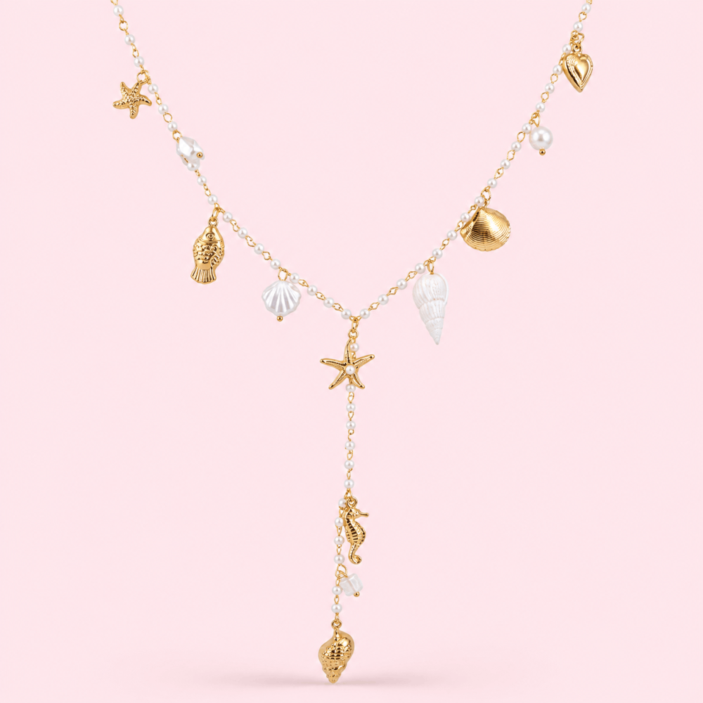 Collier Y océan perlé en acier inoxydable | Gaou Bijoux