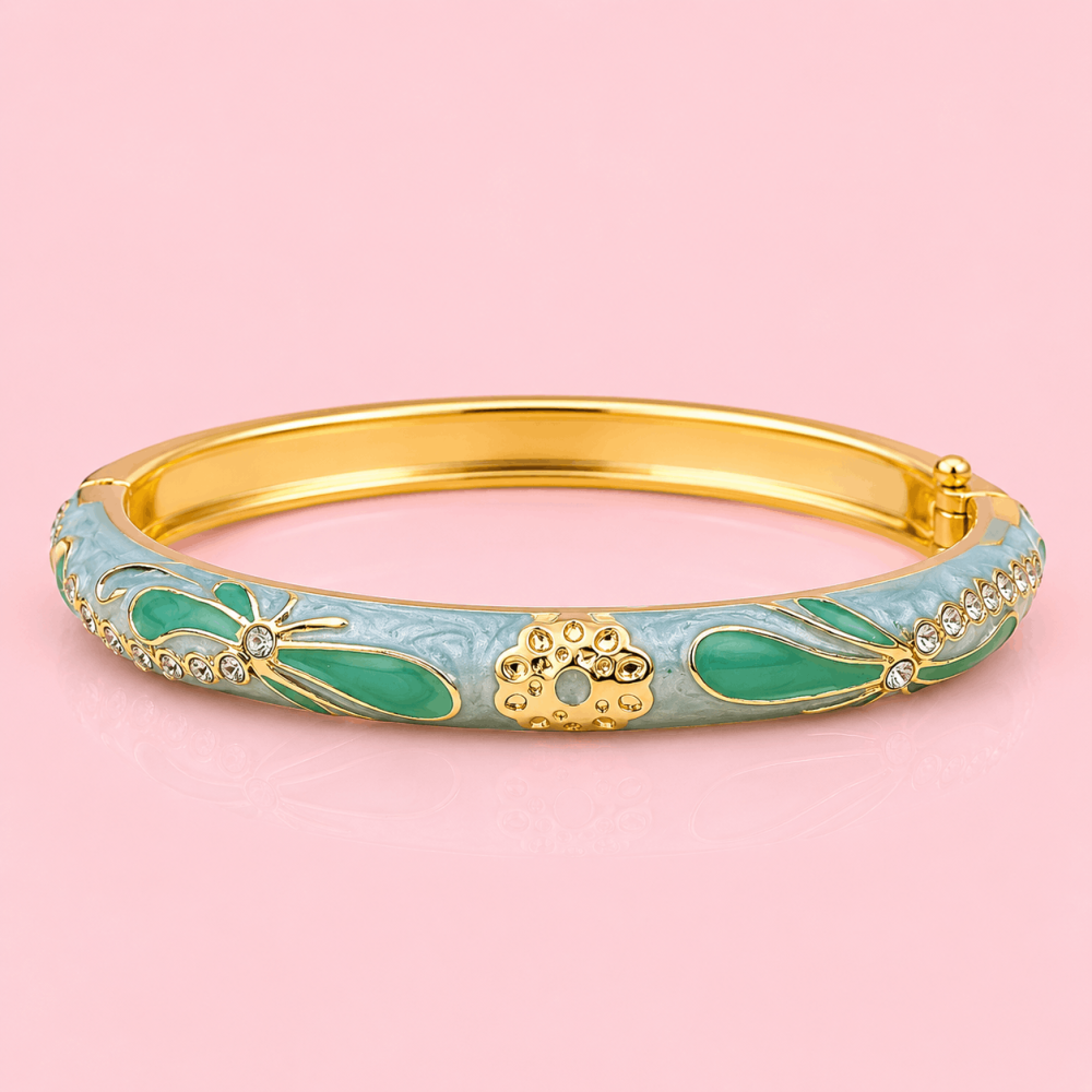 Bracelet Jonc Thaïlandais Libellule émaillé en laiton doré | Gaou Bijoux